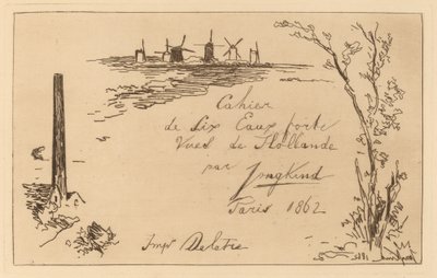 Strona tytułowa (tytuł zeszytu sześciu akwafort) autorstwa Johan Barthold Jongkind