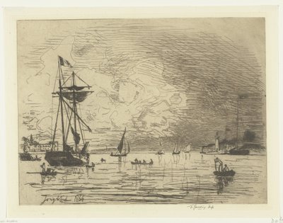 Wyjście z portu Honfleur Sortie du port de Honfleur (tytuł na obiekcie) autorstwa Johan Barthold Jongkind