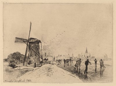 Widok na wioskę Maaslins autorstwa Johan Barthold Jongkind