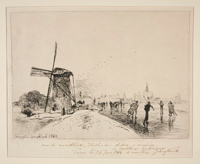 Widok na miasto Maaslins (Holandia) autorstwa Johan Barthold Jongkind