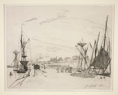 Widok z portu na kolej? Honfleur (Widok na port z linii kolejowej Honfleur) autorstwa Johan Barthold Jongkind
