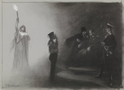 Projekt ilustracyjny w De Amsterdammer: Klęska Rosji na morzu, 4 czerwca 1905 autorstwa Johan Braakensiek