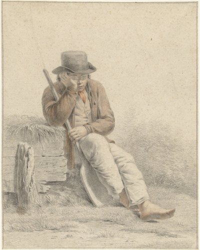 odpoczywający robotnik autorstwa Johan Christiaan Willem Safft