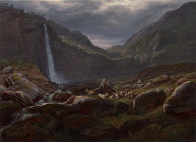 Wodospad Feige (Feigefossen), Lysterfjord, Norwegia autorstwa Johan Christian Dahl