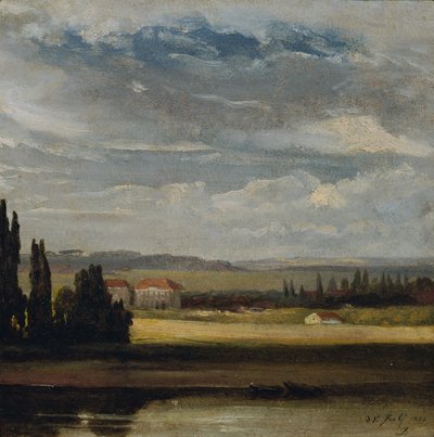 Widok na krajobraz z wysokim zachmurzonym niebem autorstwa Johan Christian Dahl