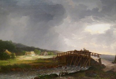 Duński: Most na rzece Tryggevælde z widokiem na Køge Most na rzece Tryggevælde z widokiem na Køge, Zelandia autorstwa Johan Christian Dahl
