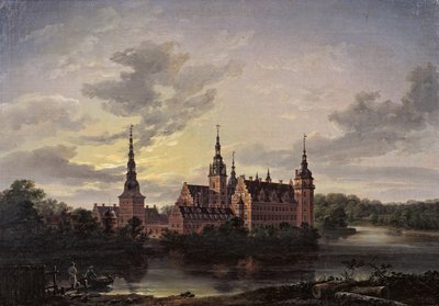 Frederiksborg Slot przy świetle księżyca, 1817. autorstwa Johan Christian Dahl