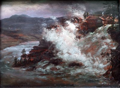 Niemiecki: Wodospad w Norwegii Wodospad w Norwegii autorstwa Johan Christian Dahl