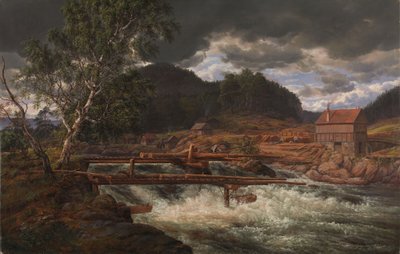 Hellefossen w pobliżu Hokksund autorstwa Johan Christian Dahl