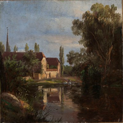 Wieś Plauen nad rzeką Weisseritz autorstwa Johan Christian Dahl