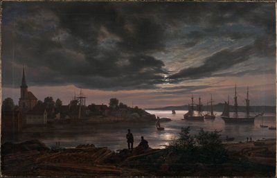 Larvik w świetle księżyca autorstwa Johan Christian Dahl