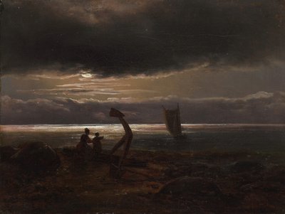 Matka i dziecko nad morzem, 1830. autorstwa Johan Christian Dahl