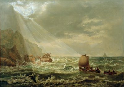 Wrak statku na skalistym wybrzeżu Capri autorstwa Johan Christian Dahl