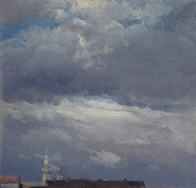 Burzowe chmury nad wieżą zamkową w Dreźnie autorstwa Johan Christian Dahl