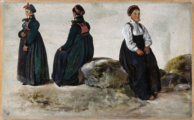 Badania kobiecych kostiumów z Luster w Sogn autorstwa Johan Christian Dahl