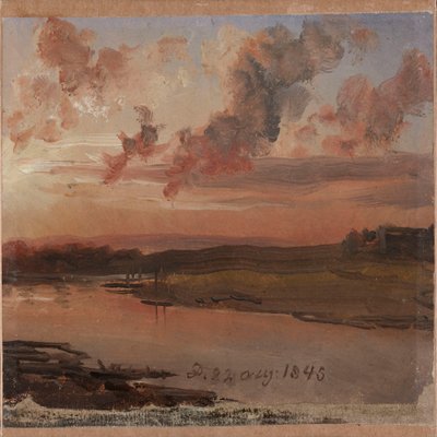Łaba wieczorem autorstwa Johan Christian Dahl
