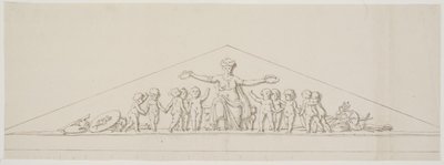 Projekt frontonu, symbolizujący dobrobyt, z putti autorstwa Johan Christoph Petzold