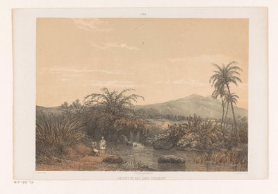 Widok Tjileboet Widok na krainę Chilibut; Asystent rezydencji Buitenzorg Widok ziemi Tjilibut (tytuł na obiekcie) Java po obrazach i rysunkach A. Salma (tytuł serii) autorstwa Johan Conrad Greive