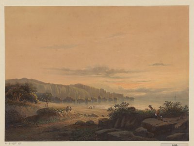 Widok na zatokę w Javie Mała zatoka Srigonjo, South K. v. Java (Regency Malang, rezydentur Passarouang.) (tytuł na obiekcie) autorstwa Johan Conrad Greive
