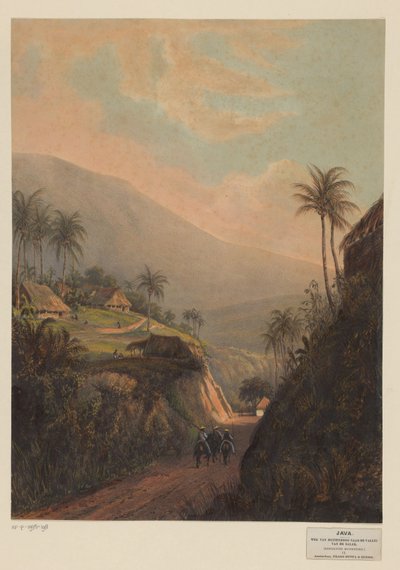Widok drogi do doliny Salak na Jawie Droga z Buitenzorg do doliny Salak (Residence Buitenzorg) (tytuł na obiekcie) autorstwa Johan Conrad Greive