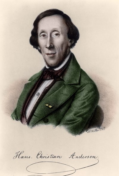 Portret Hansa Christiana Andersena (1805-1875) (późniejsze zabarwienie) autorstwa Johan Frederick Moller