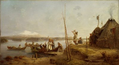Powrót do domu dla nowożeńców nad jeziorem Hornavan autorstwa Johan Fredrik Hockert