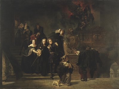 Pożar w Pałacu Królewskim, Sztokholm, 7 maja 1697, 1862-66 autorstwa Johan Fredrik Hockert
