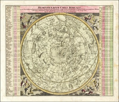 Mapa nieba półkuli północnej z 1730 r. autorstwa Johan Gabriel Doppelmayr