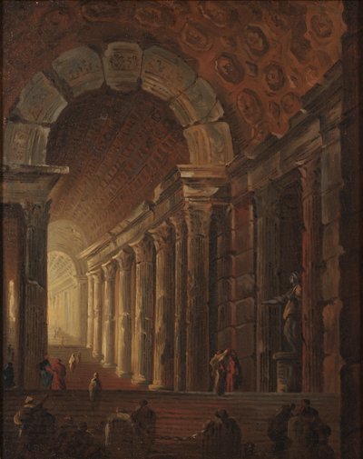 Sklepione schody, ok.1783 (olej na płótnie) autorstwa Johan Gottlob Brusell