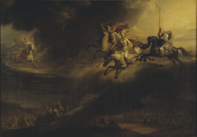 La chevauchee des Valkyries - Jazda Walkirii, autorstwa Sandberga, Johana Gustafa (1782-1854). Olej na płótnie. Wymiar : 140x201 cm. Muzeum Narodowe w Sztokholmie autorstwa Johan Gustaf Sandberg