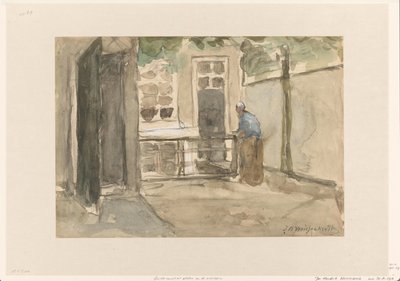 Widok na dziedziniec z pracowni artysty przy Kazernestraat w Hadze autorstwa Johan Hendrik Weissenbruch