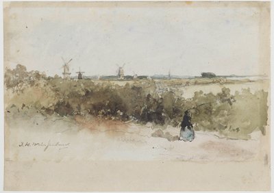 Krajobraz z wiatrakami autorstwa Johan Hendrik Weissenbruch