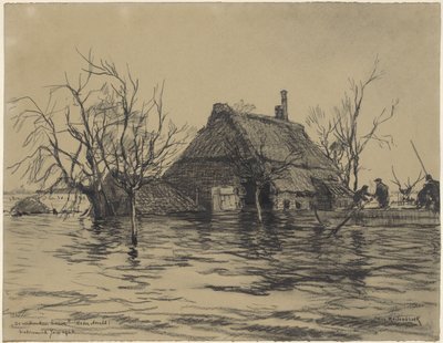 Zalane gospodarstwo w Neder-Asselt (Land van Maas en Waal) autorstwa Johan Hendrik van Mastenbroek