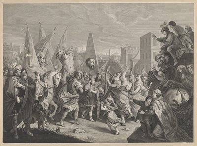 Triumfalna procesja Dawida po walce z Goliatem autorstwa Johan Martin Preisler