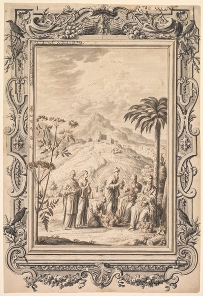 Ilustracja i projekt obramowania do Biblii Kupfera-Bibela z miedzi, ok. 1930 r. 1730. autorstwa Johan Melchior Füssli