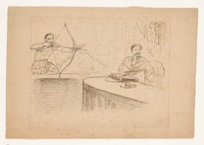 Studium do karykatury „Wniosek nakazujący władcy Kerkwijk”, 1878 autorstwa Johan Michaël Schmidt Crans
