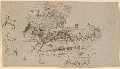 Stado. Ilustracja do "Bajek dla dzieci" Kaalunda. Zobacz komentarz z katalogu arkuszy. autorstwa Johan Thomas Lundbye