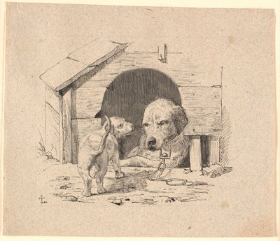 Szczeniak. Ilustracja do "Bajek dla dzieci" Kaalunda. Zobacz komentarz z katalogu arkuszy. autorstwa Johan Thomas Lundbye