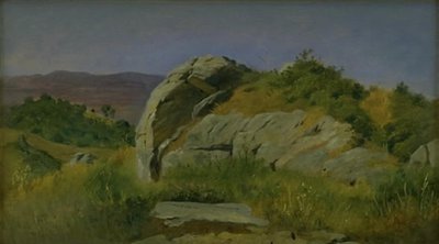 Krajobraz ze skałami na pierwszym planie. Civitella, Włochy autorstwa Johan Thomas Lundbye
