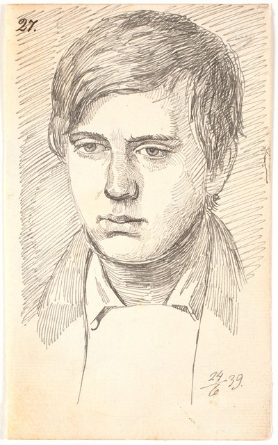 Portret młodego mężczyzny, jedna twarz autorstwa Johan Thomas Lundbye