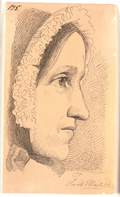 Portret profilowy po prawej stronie matki artysty autorstwa Johan Thomas Lundbye