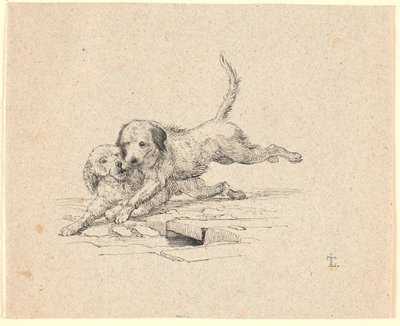Bójka. Ilustracja do "Bajek dla dzieci" Kaalunda. Zobacz komentarz z katalogu arkuszy. autorstwa Johan Thomas Lundbye