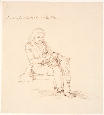 Thorvaldsen siedzący na sofie autorstwa Johan Thomas Lundbye