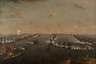 Pierwsza bitwa rosyjsko-szwedzka pod Rochensalm 24 sierpnia 1789 r. 1790. autorstwa Johan Tietrich Schoultz