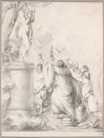 Chryses błagająca o pomoc Apolla, z Iliady, księga I autorstwa Johan Tobias Sergel
