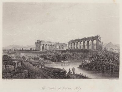 Świątynie Paestum, Włochy (rycina) autorstwa Johan Wolfensberger