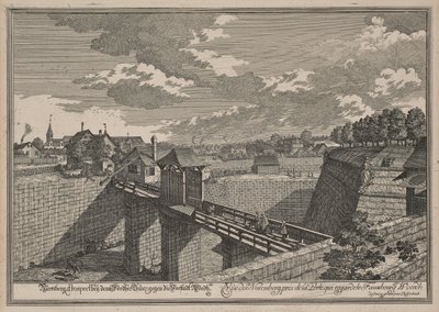 Widok na Wöhrder Türlein w Norymberdze od strony zachodniej autorstwa Johann Adam Delsenbach