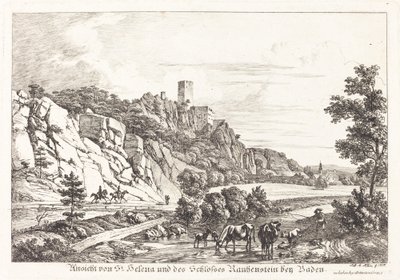 Widok na zamek św. Heleny i Rauhenstein koło Baden autorstwa Johann Adam Klein