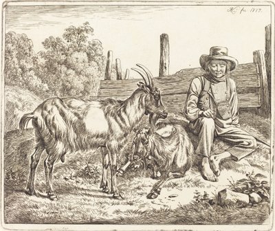 Pasterz z dwoma kozami autorstwa Johann Adam Klein