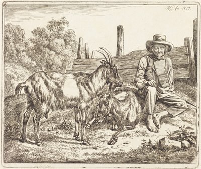 Pastuszek z dwiema kozami autorstwa Johann Adam Klein